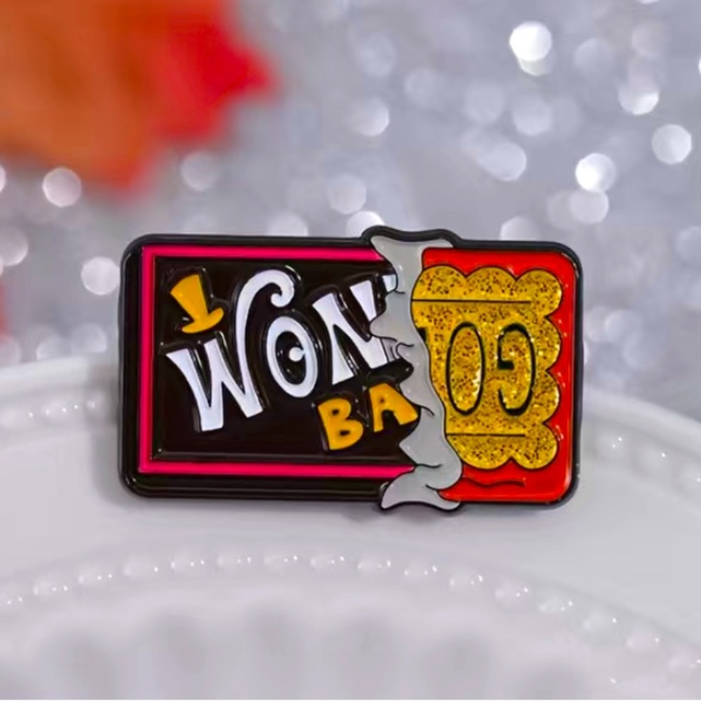 Willy Wonka Golden Bar Ticket Enamel Pin Badge